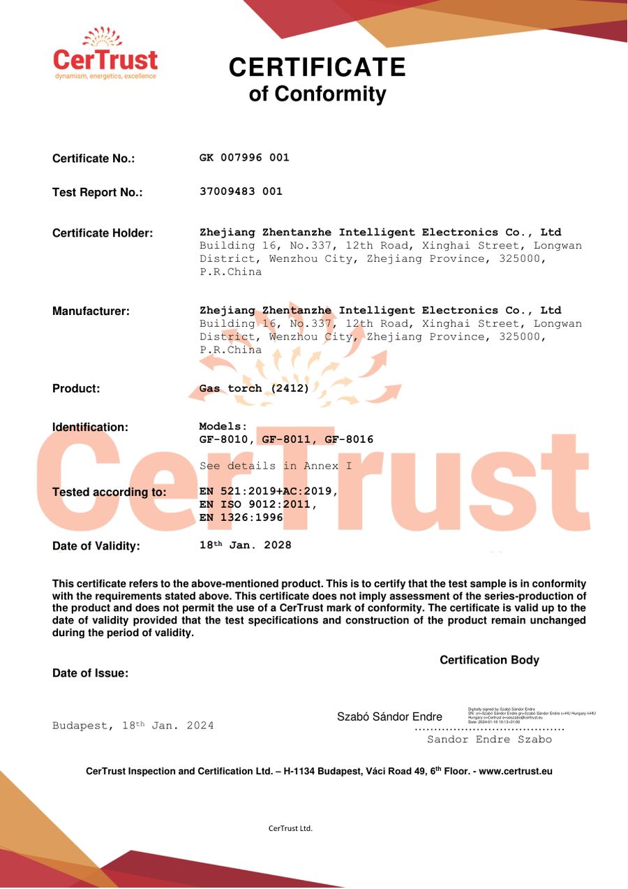 Certificate GK 007996 001